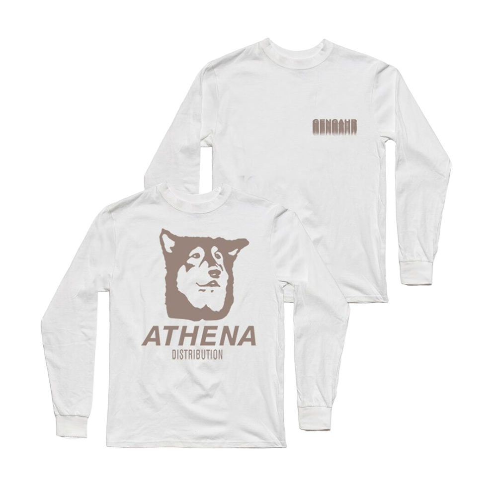 Gengahr Athena white long sleeve t-shirt with dog graphic and logo print